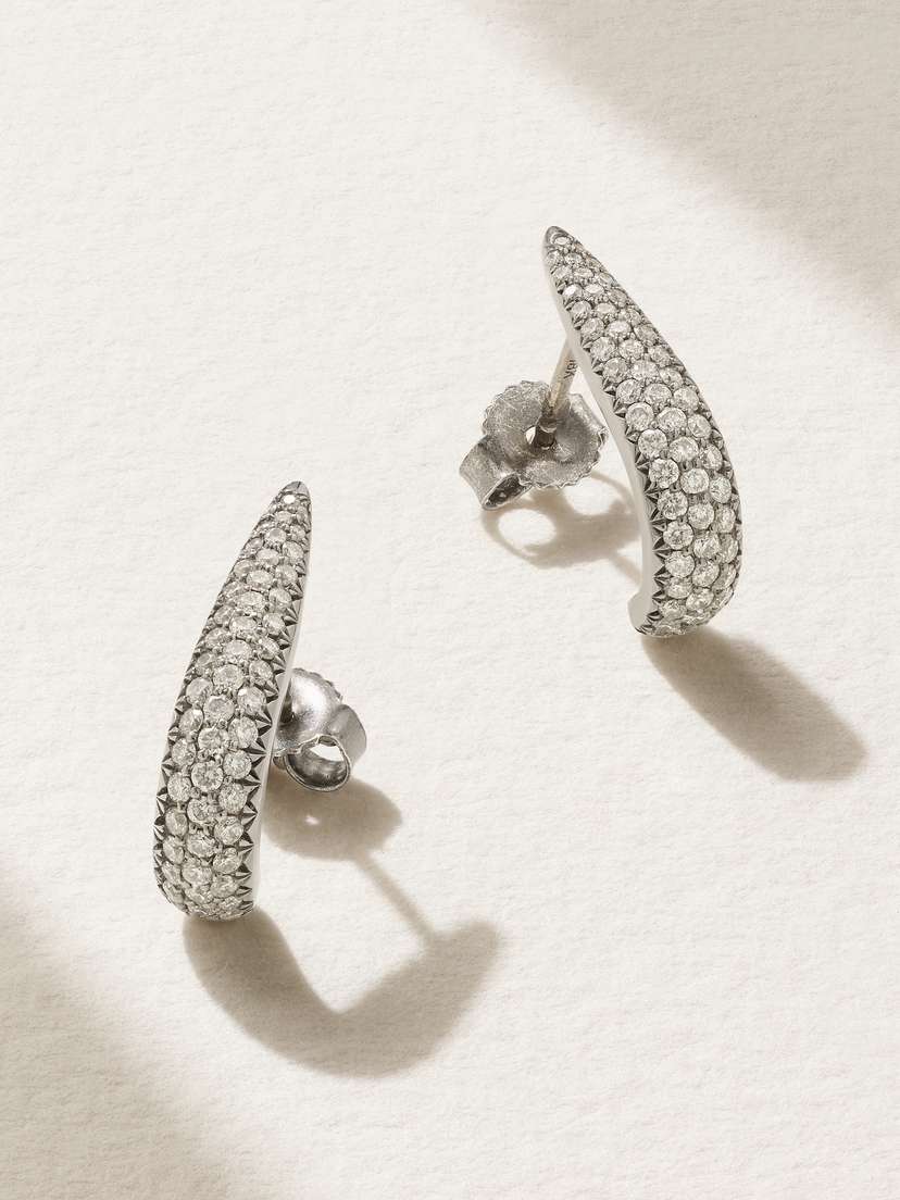 EVA FEHREN Claw 18-karat Blackened White Gold Diamond Earrings