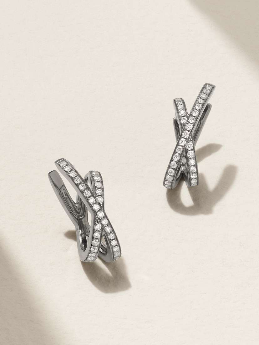 EVA FEHREN Small Orbit 18-karat Blackened White Gold Diamond Hoop Earrings