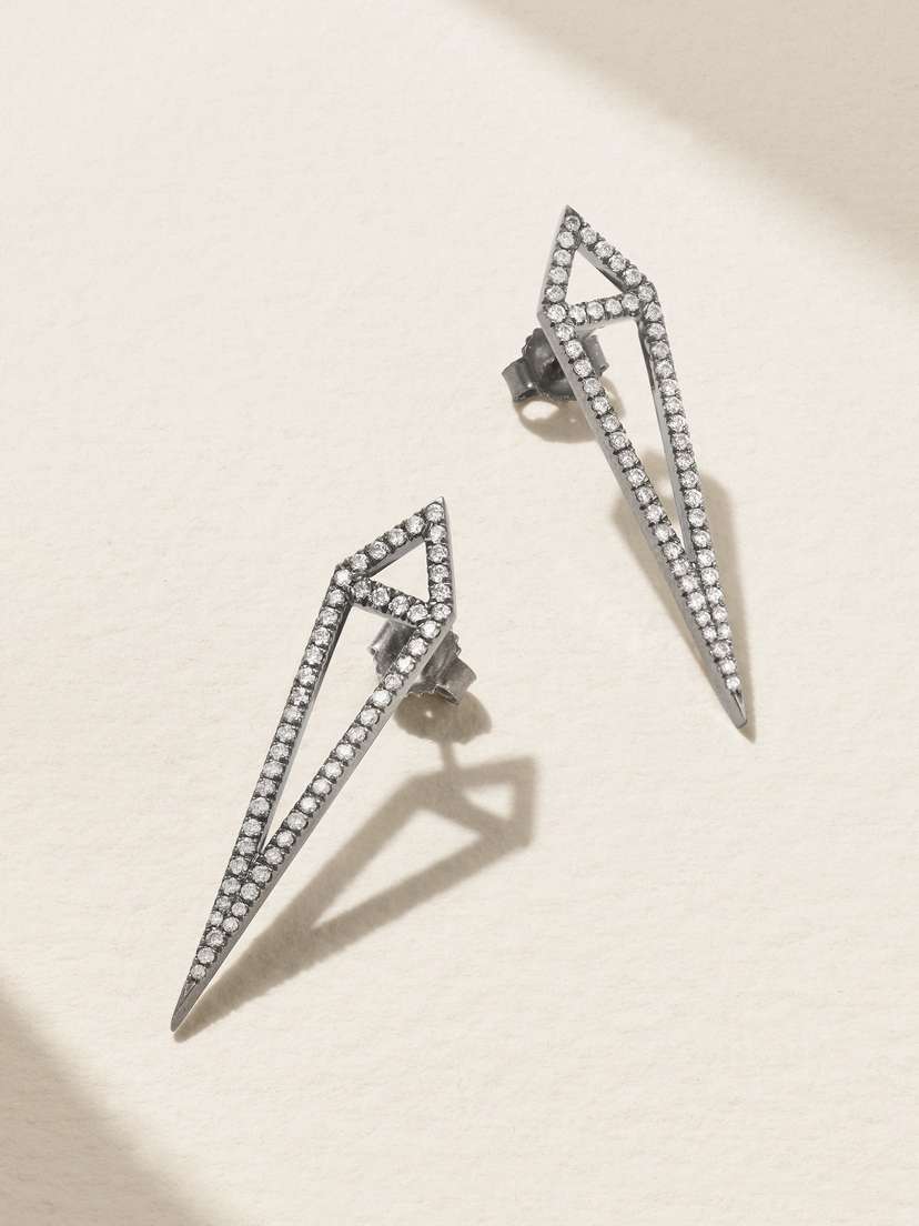EVA FEHREN Dagger 18-karat Blackened White Gold Diamond Earrings