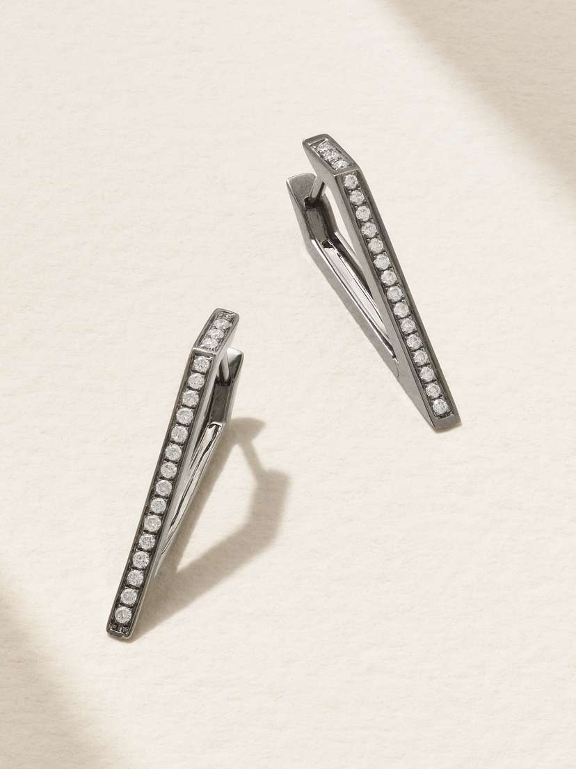 EVA FEHREN Dagger 18-karat Blackened White Gold Diamond Hoop Earrings