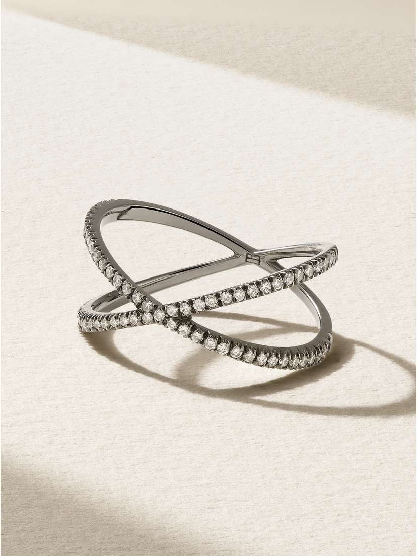 EVA FEHREN Fine Shorty 18-karat Blackened White Gold Diamond Ring