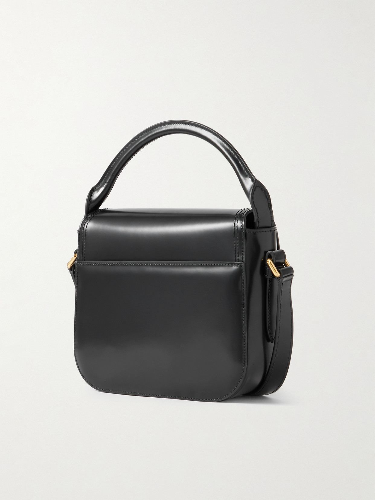 Bally Beckett Flat Mini Glossed-leather Tote In Black