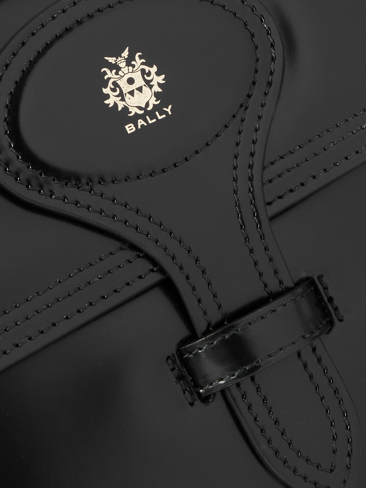 Bally Beckett Flat Mini Glossed-leather Tote In Black