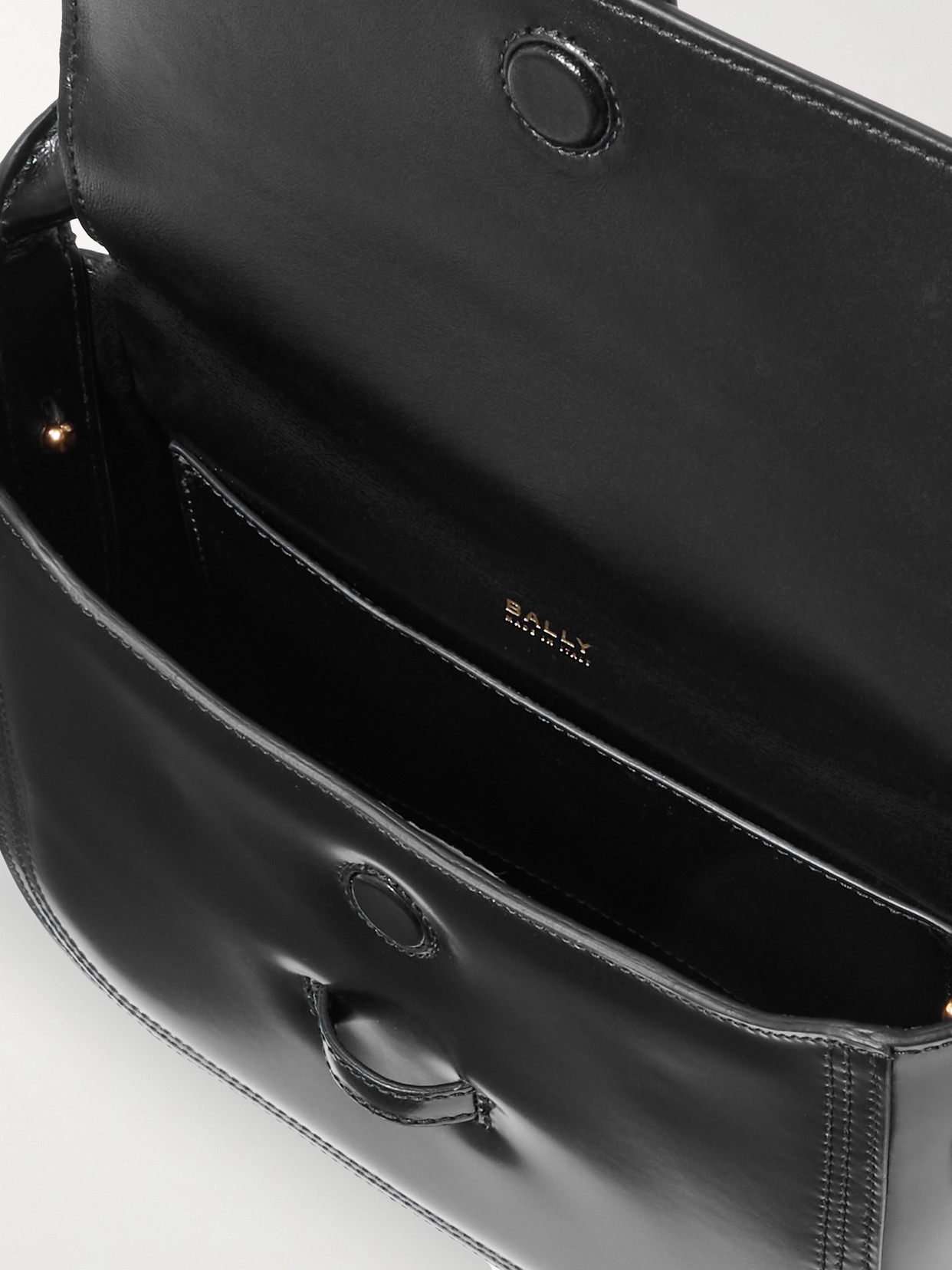Bally Beckett Flat Mini Glossed-leather Tote In Black