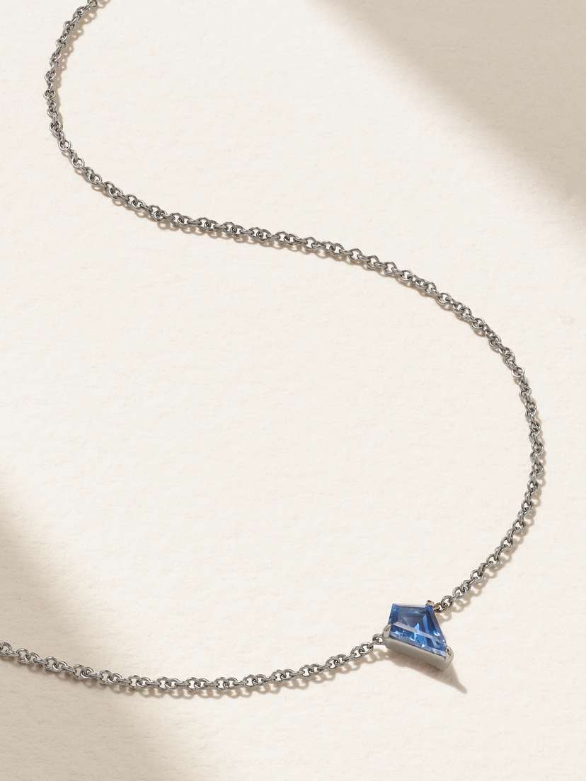 EVA FEHREN Ezzat Geo 18-karat Blackened White Gold Sapphire Necklace