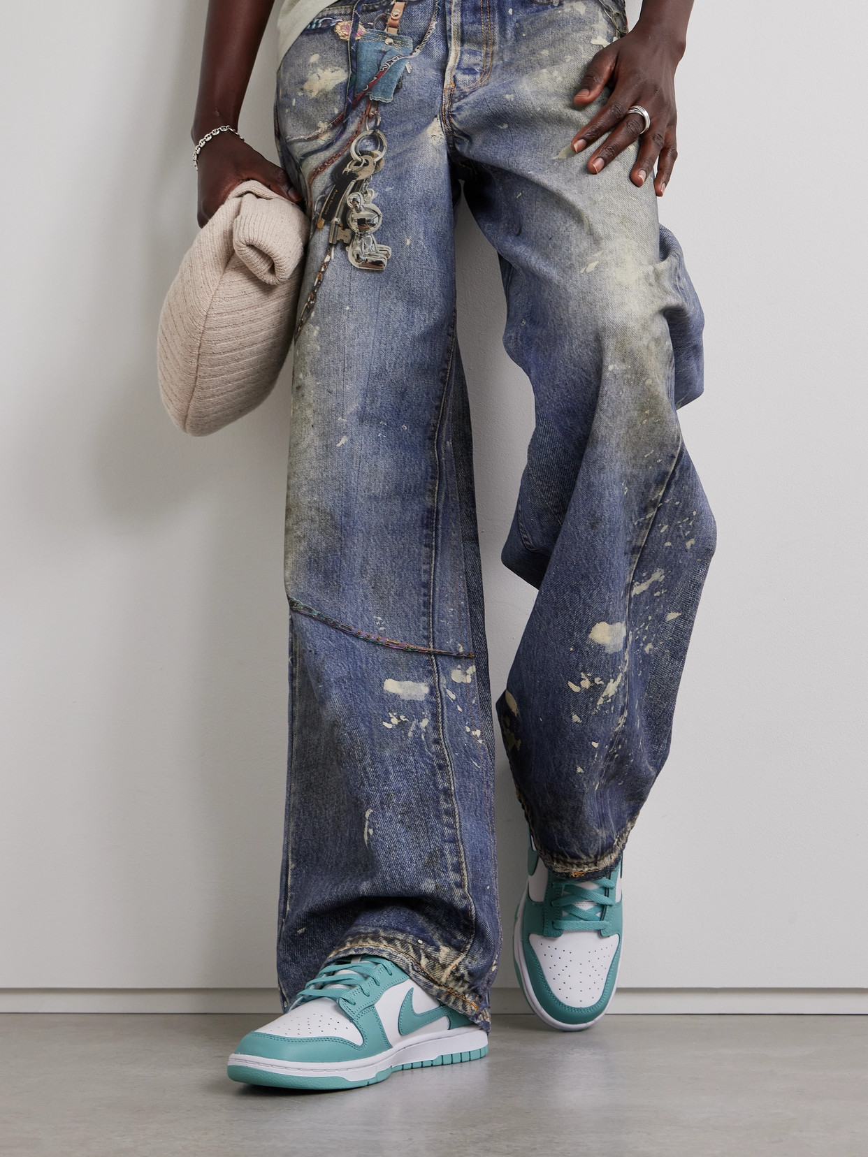 Nike Dunk Low Retro Leather Sneakers In Blue