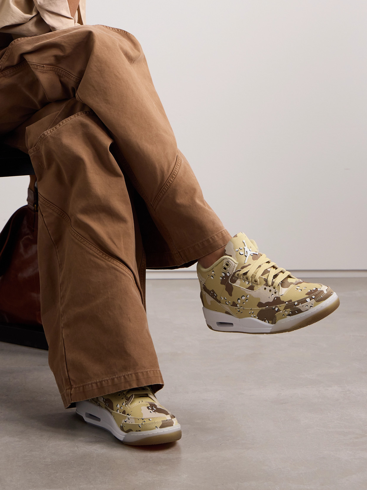 Nike Air Jordan 3 Retro Tex Printed Canvas High-top Sneakers In Brown