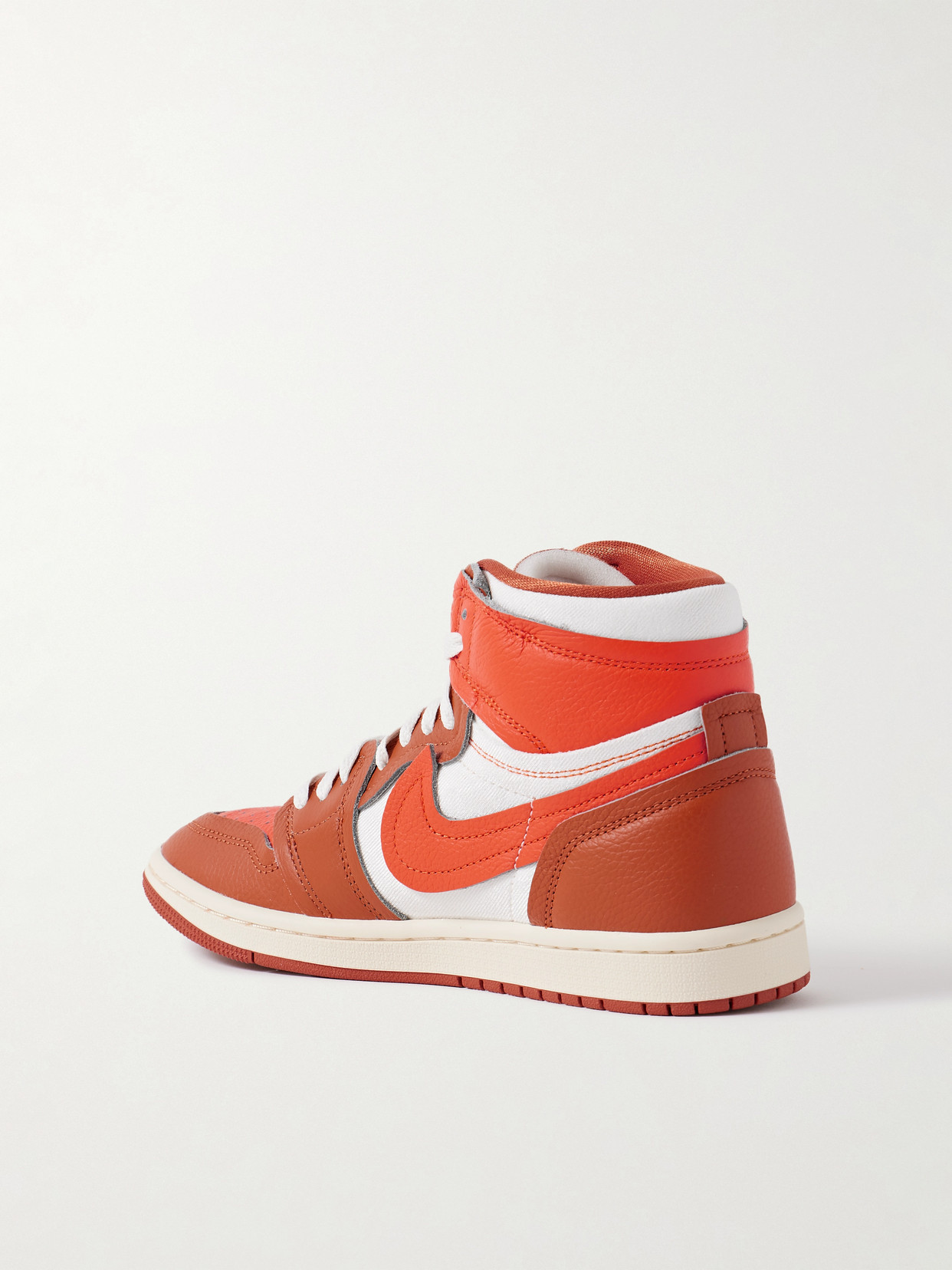Nike Air Jordan 1 High Leather And Twill Sneakers In Orange