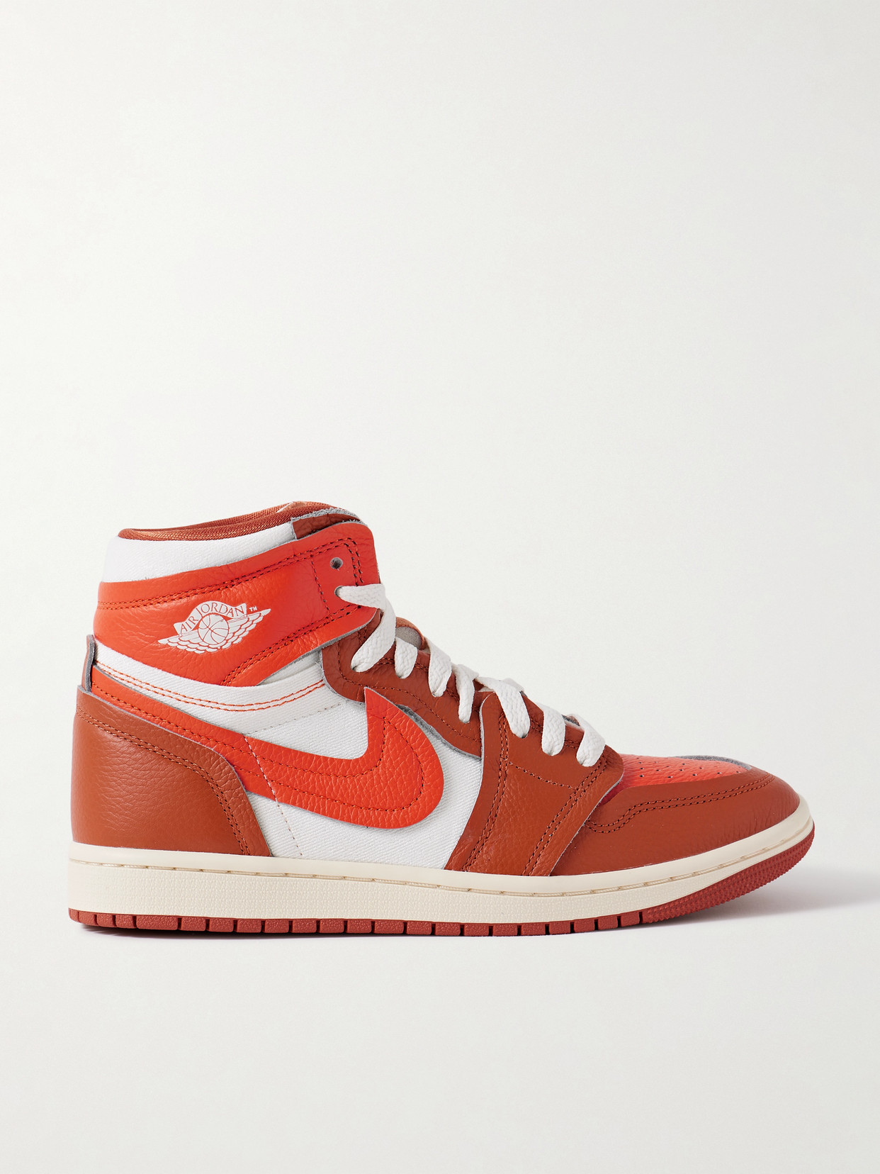 Nike Air Jordan 1 High Leather And Twill Sneakers In Orange