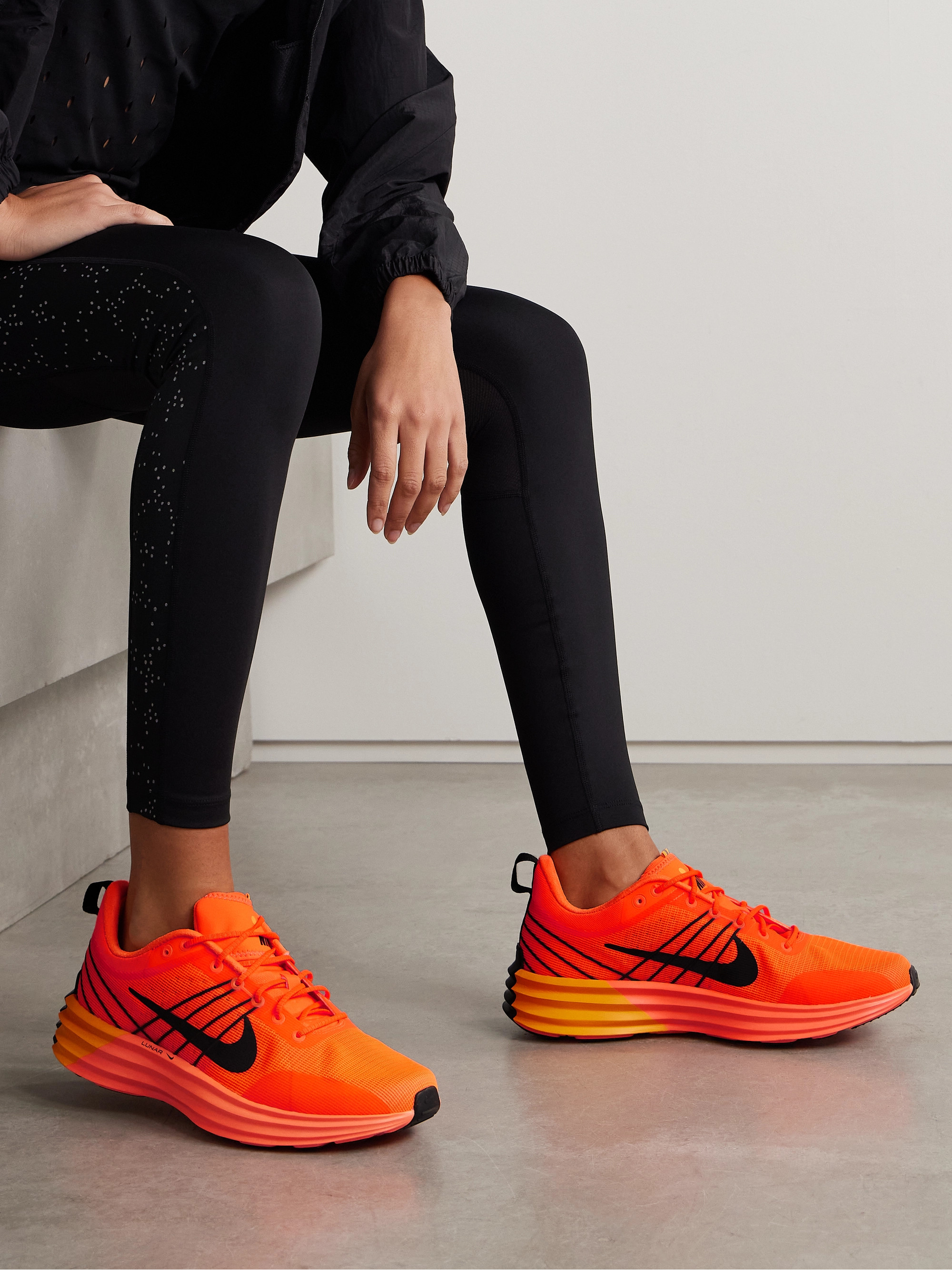 Nike Lunar Roam rubber-trimmed neon mesh sneakers thumbnail