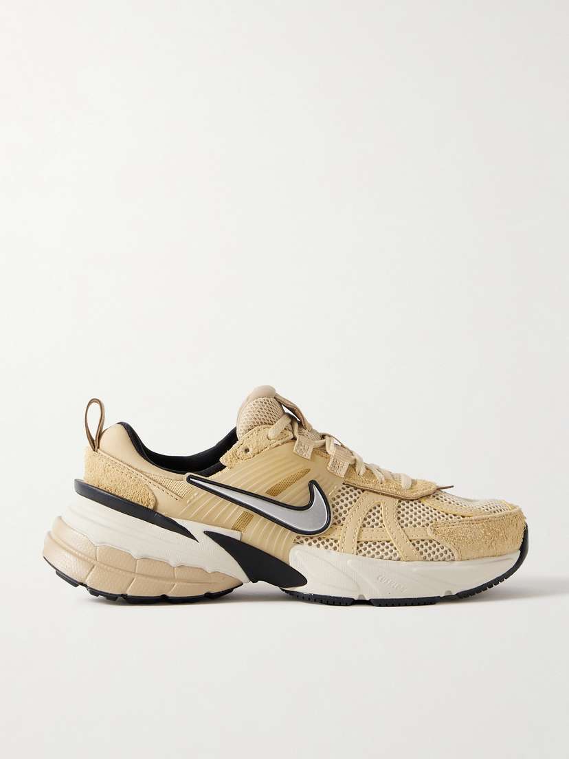 Nike V2k Run Rubber, Suede And Metallic Leather-trimmed Mesh Sneakers