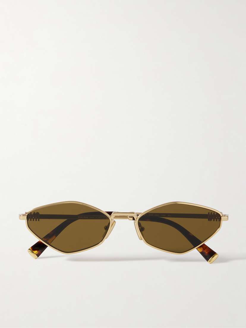 Miu Miu Eyewear Hexagon-frame Gold-tone Sunglasses