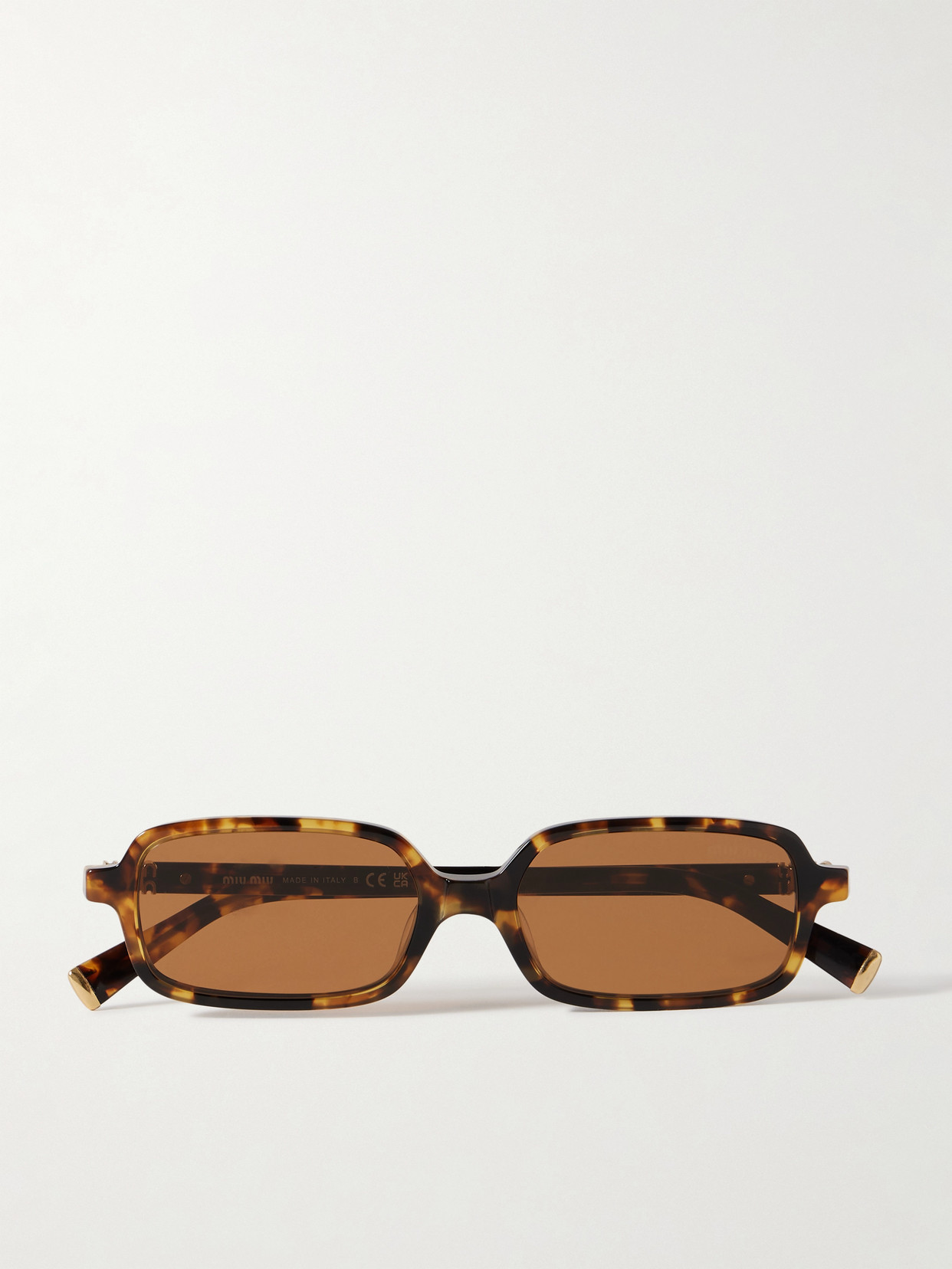 Miu Miu Eyewear - Rectangular-frame Tortoiseshell Acetate Sunglasses - One size
