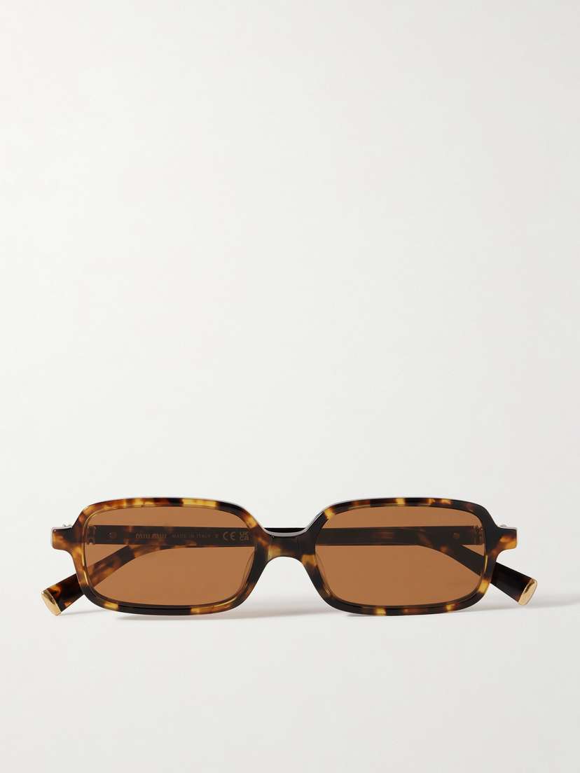 Miu Miu Eyewear Rectangular-frame Tortoiseshell Acetate Sunglasses