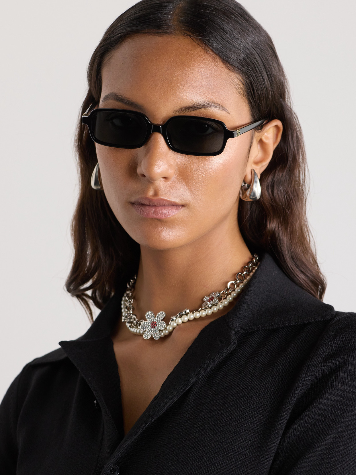 Miu Miu Rectangular-frame Acetate Sunglasses In Black