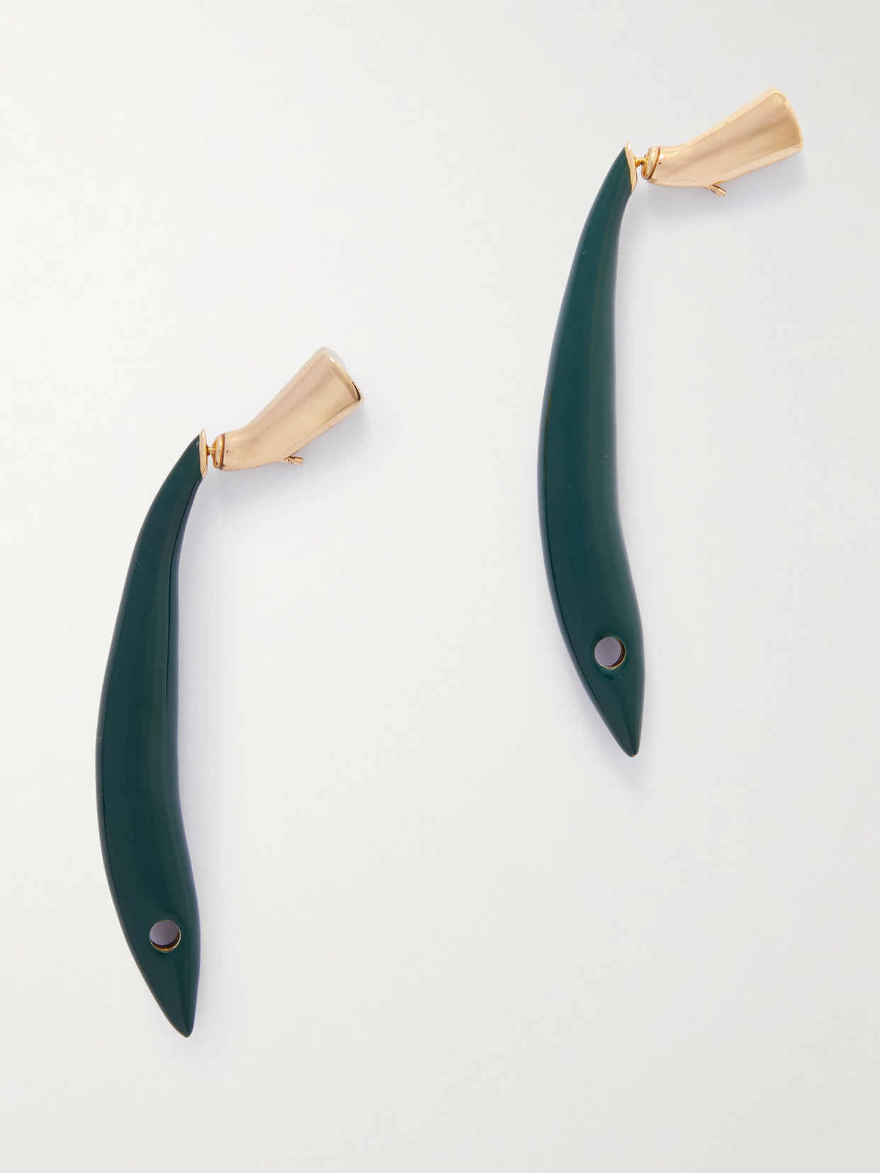 Bottega Veneta Sardine Gold-tone Enamel Earrings In Green