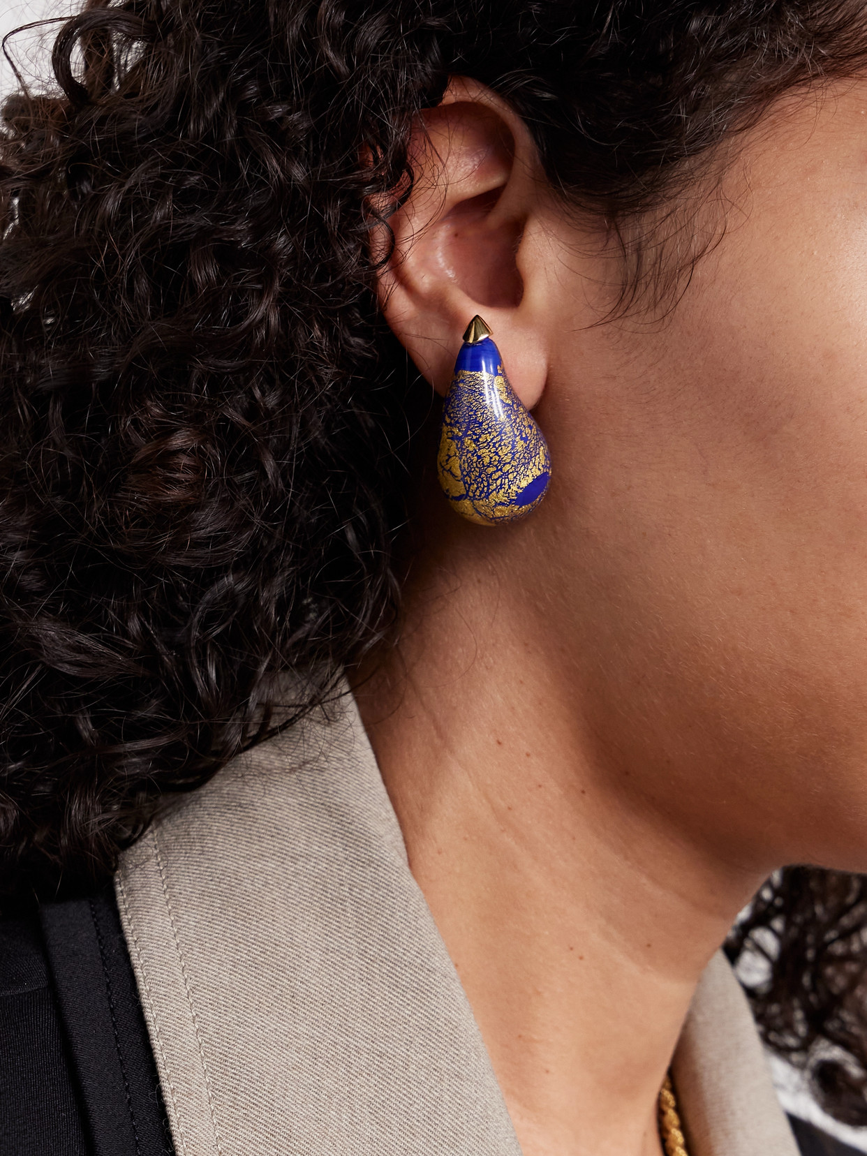 Bottega Veneta Resin And Gold-tone Earrings In Blue