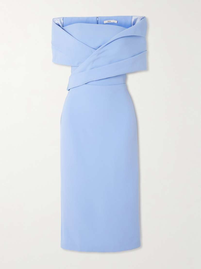 Safiyaa Iana Off-the-shoulder Draped Crepe Midi Dress