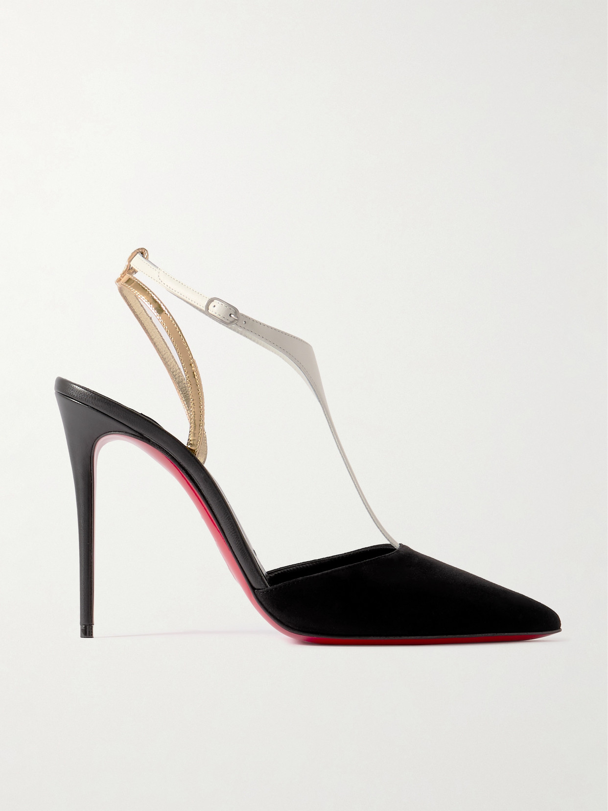 Christian Louboutin - Athina 100 Leather-trimmed Suede Pumps - Black