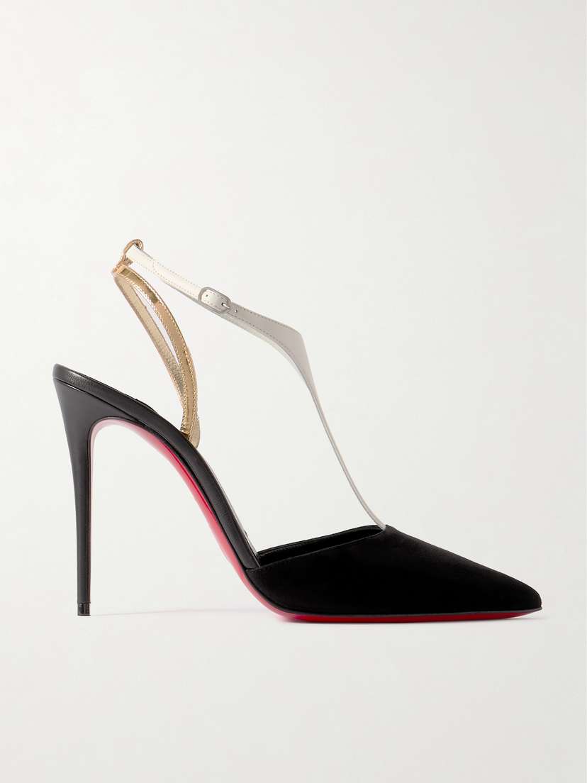 Christian Louboutin Athina 100 Leather-trimmed Suede Pumps