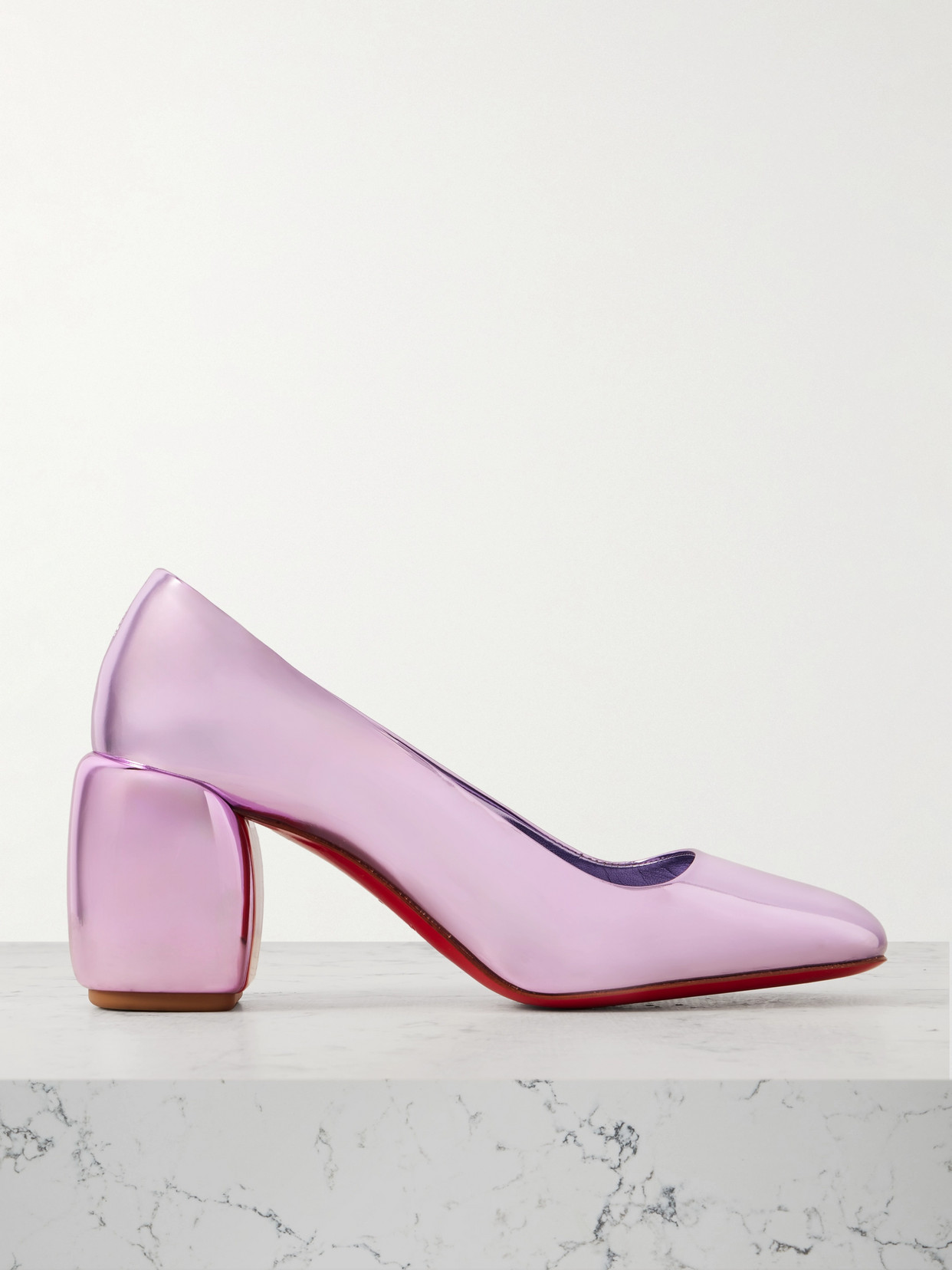 Christian Louboutin - Minny 70 Metallic Leather Pumps - Purple