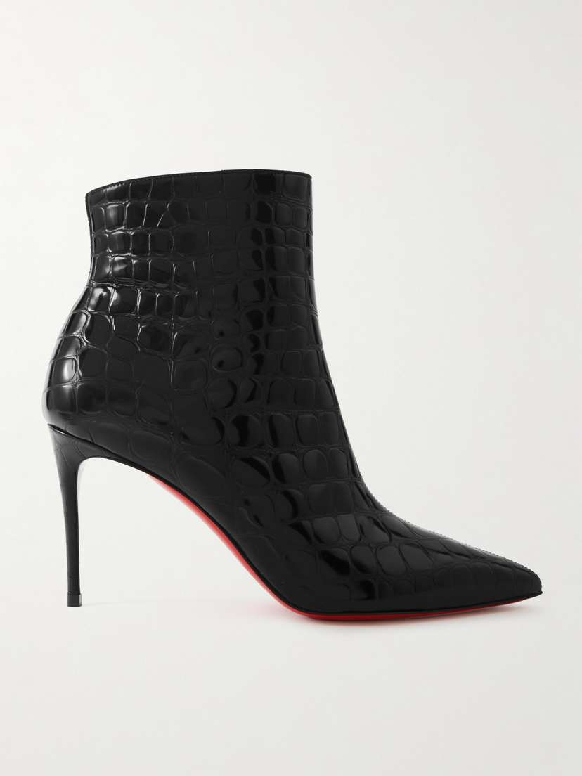 Christian Louboutin So Kate Croc-effect Patent-leather Boots