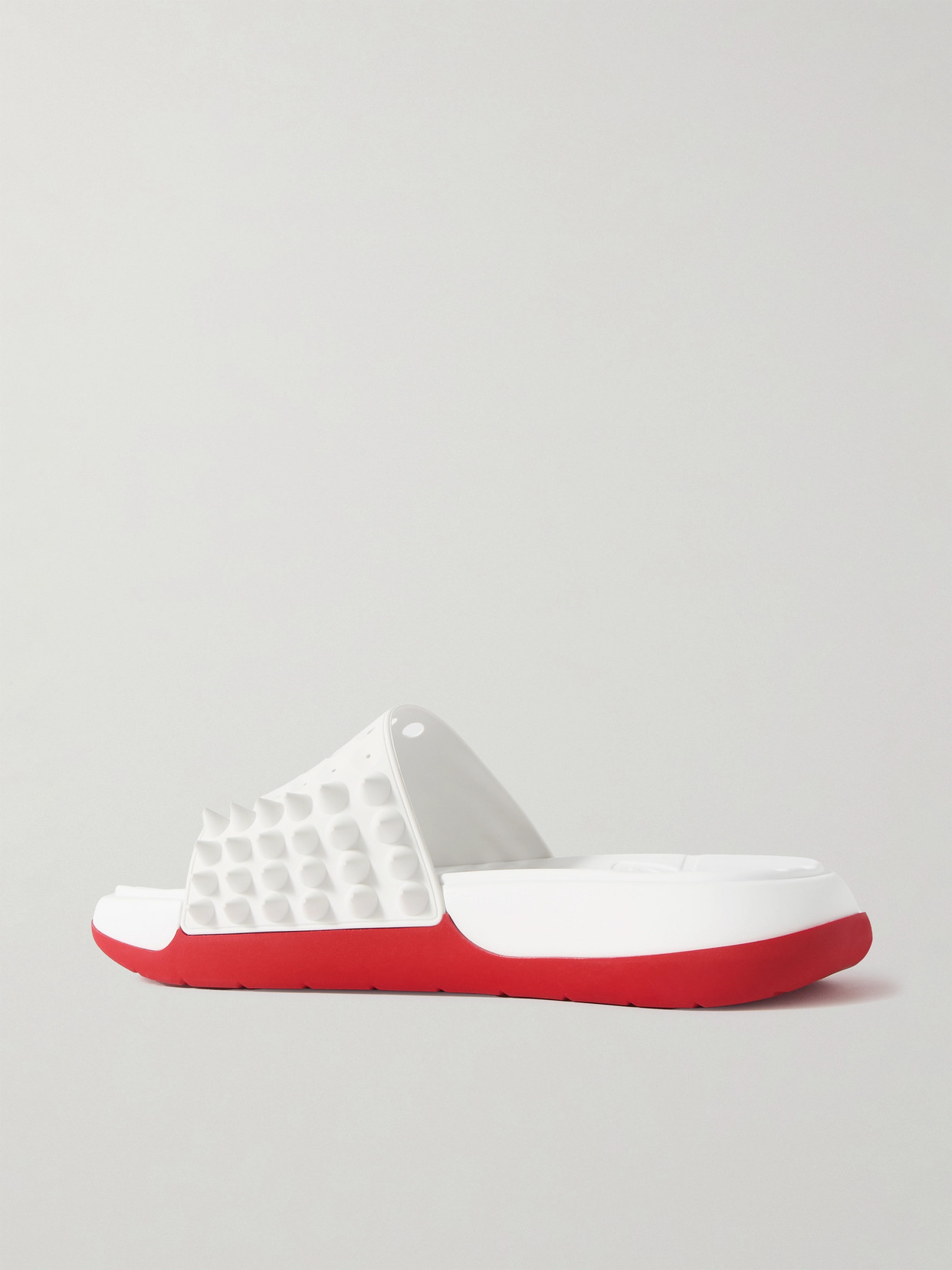 Christian Louboutin Take It Easy Donna Spiked Rubber Slides In White