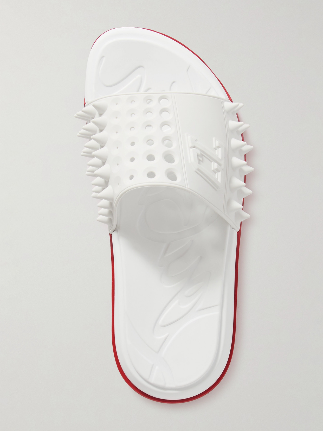 Christian Louboutin Take It Easy Donna Spiked Rubber Slides In White