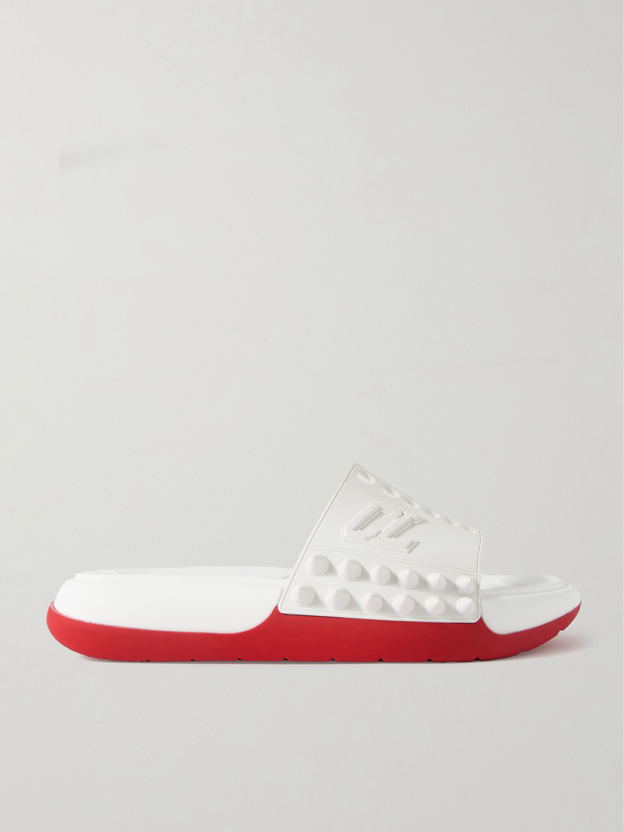 Christian Louboutin Take It Easy Donna Spiked Rubber Slides In White