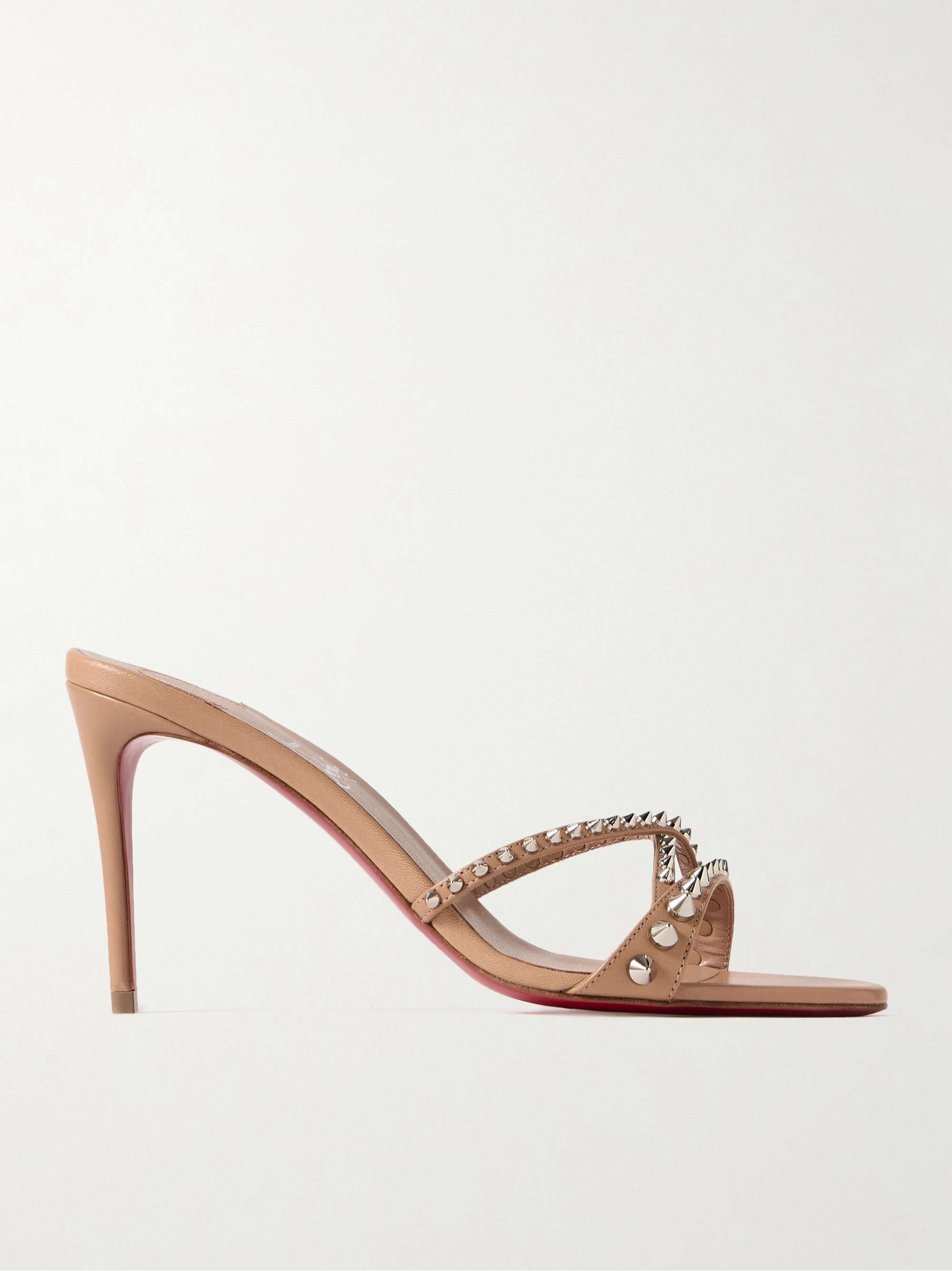 *CHRISTIAN LOUBOUTIN* Tatoosh70 レザーミュール スタッヅ Christian Louboutin Tatoosh White Strappy Spiked Sandals