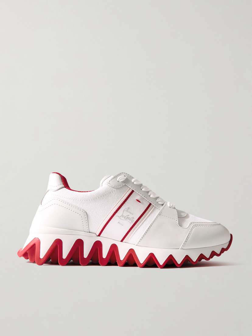 Christian Louboutin Nastroshark Embroidered Grosgrain-trimmed Canvas And Leather Sneakers