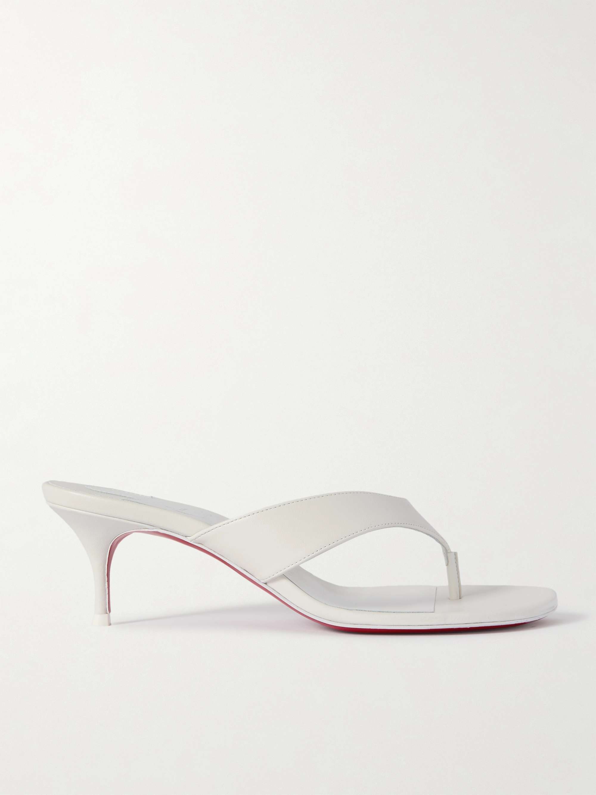 【Christian Louboutin】 Raratonga 55レザーミュール Raratonga 55 leather mules in white - Christian Louboutin