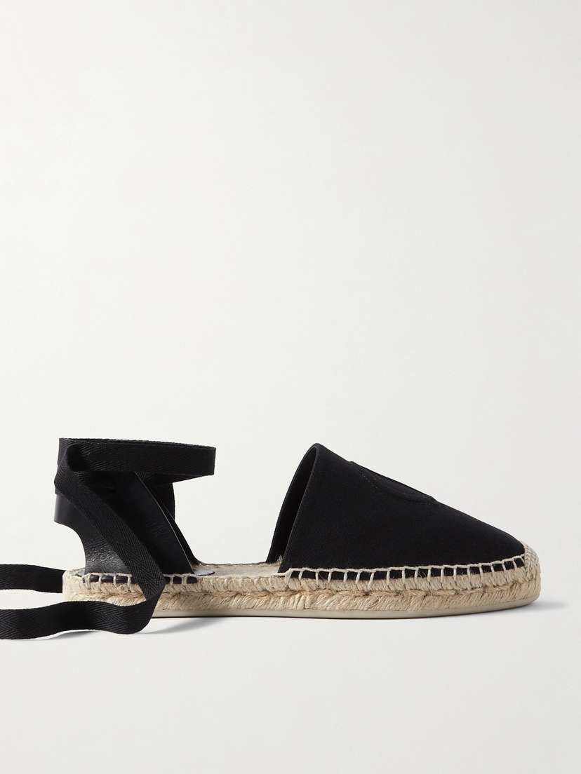 Christian Louboutin Nanou Lace Leather-trimmed Canvas Espadrilles