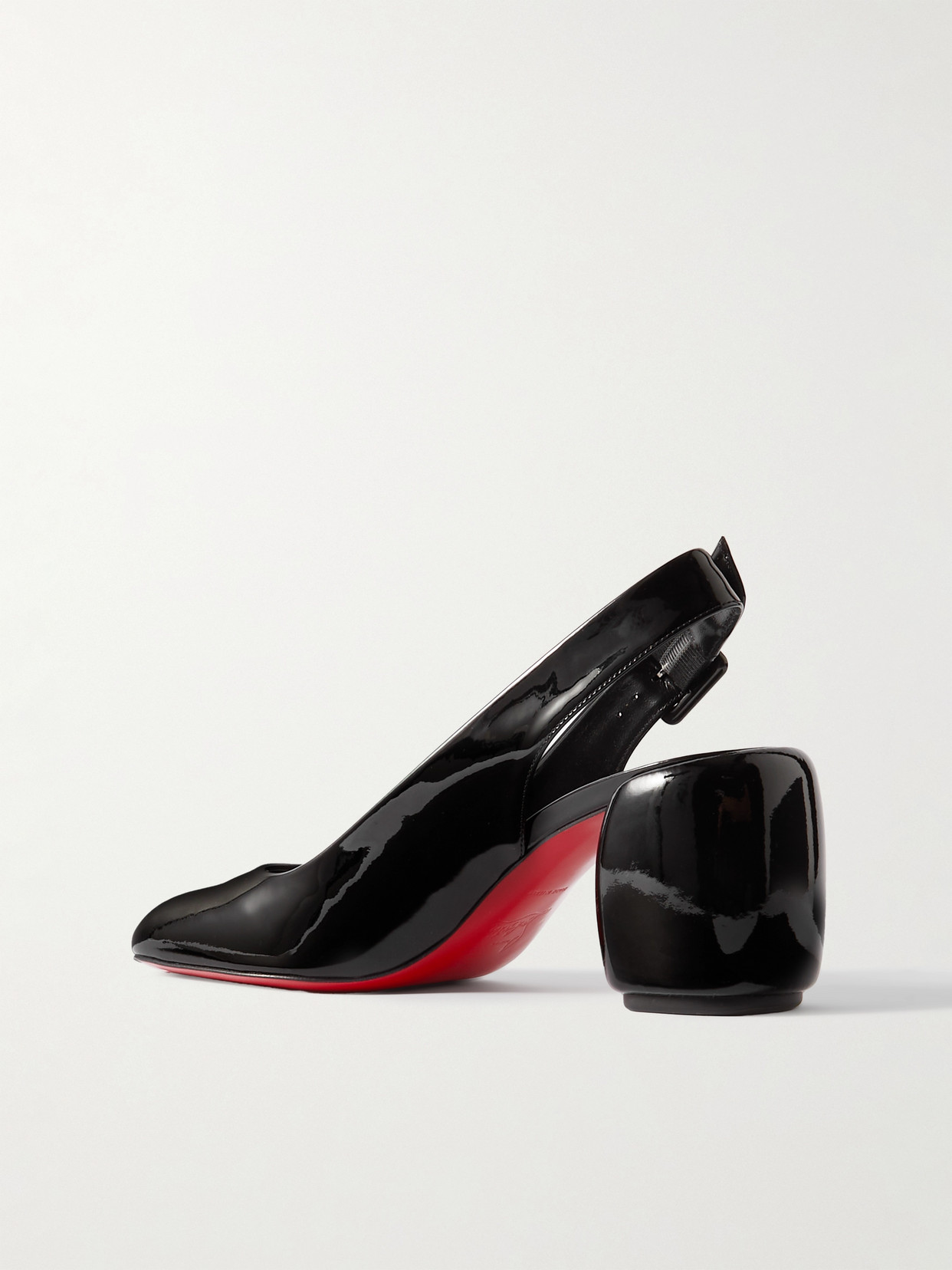 Christian Louboutin Minny Sling 70 Patent Leather Slingback Sandals In Black