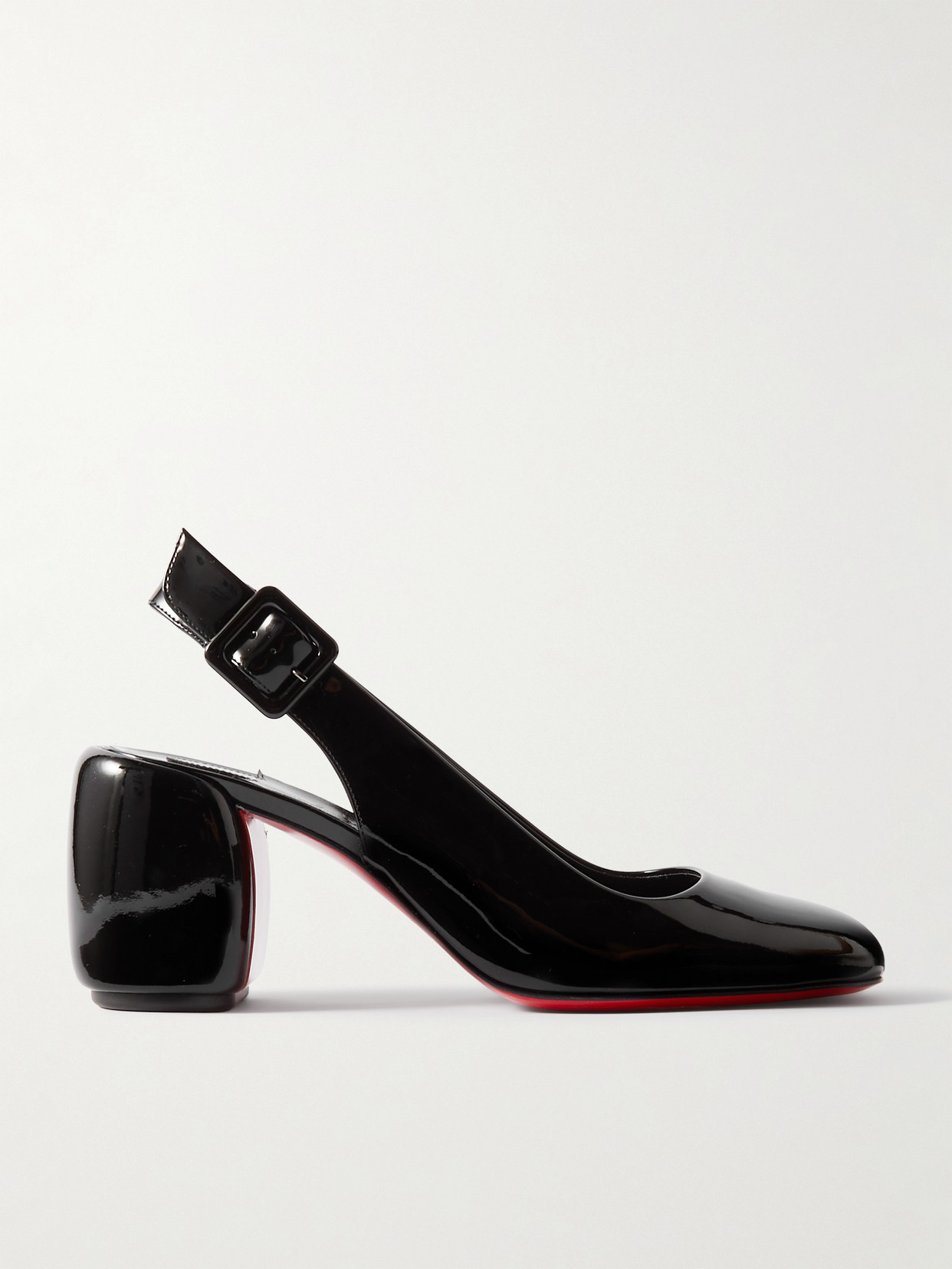 Christian Louboutin Minny Sling 70 Patent Leather Slingback Sandals In Black
