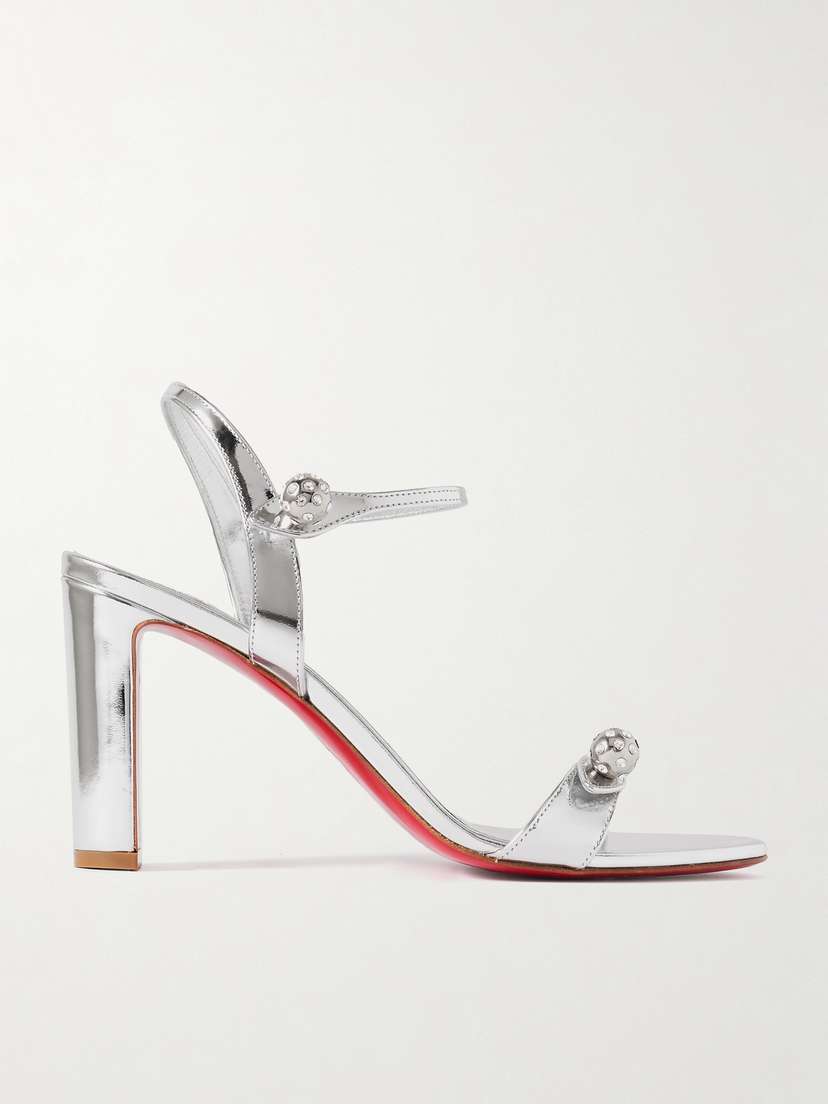 Christian Louboutin Atmospheria 85 Crystal-embellished Metallic Leather Sandals
