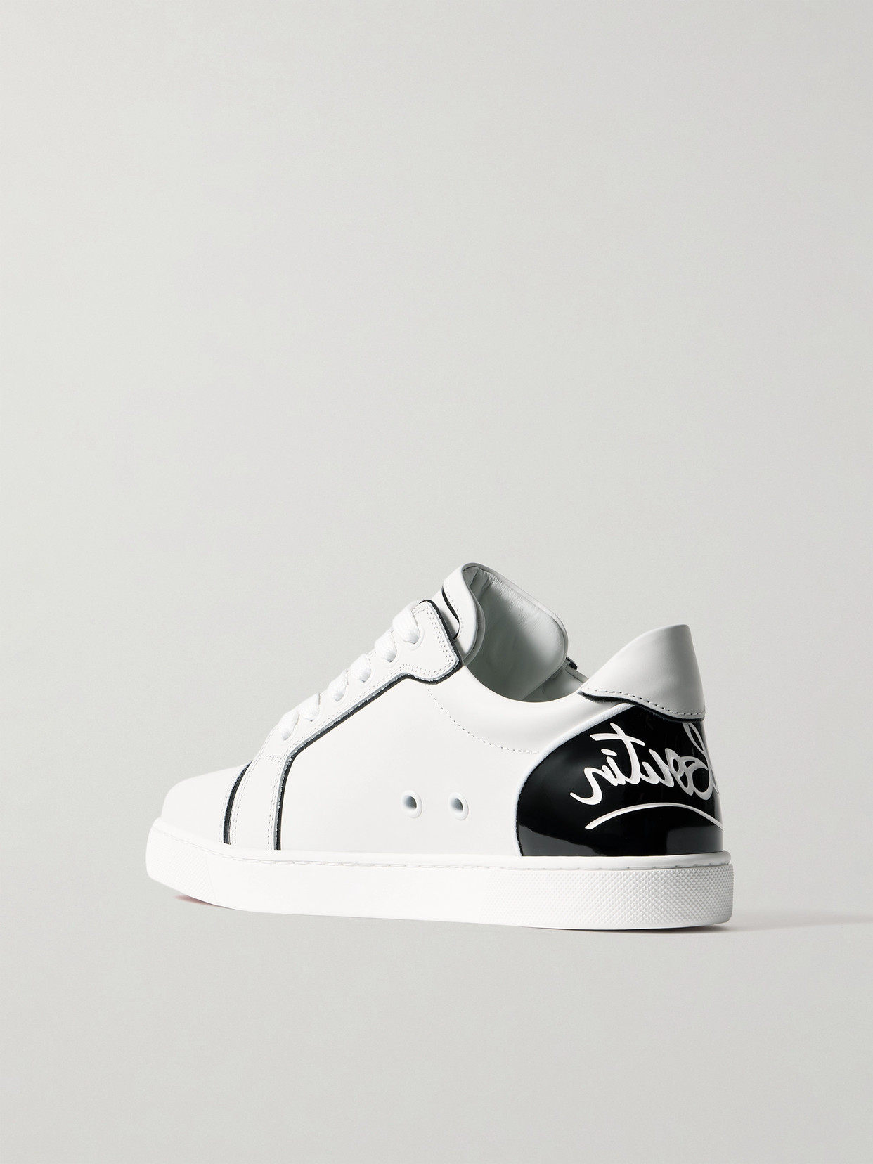 Christian Louboutin Fun Vieira Patent-leather Trimmed Leather Sneakers In White
