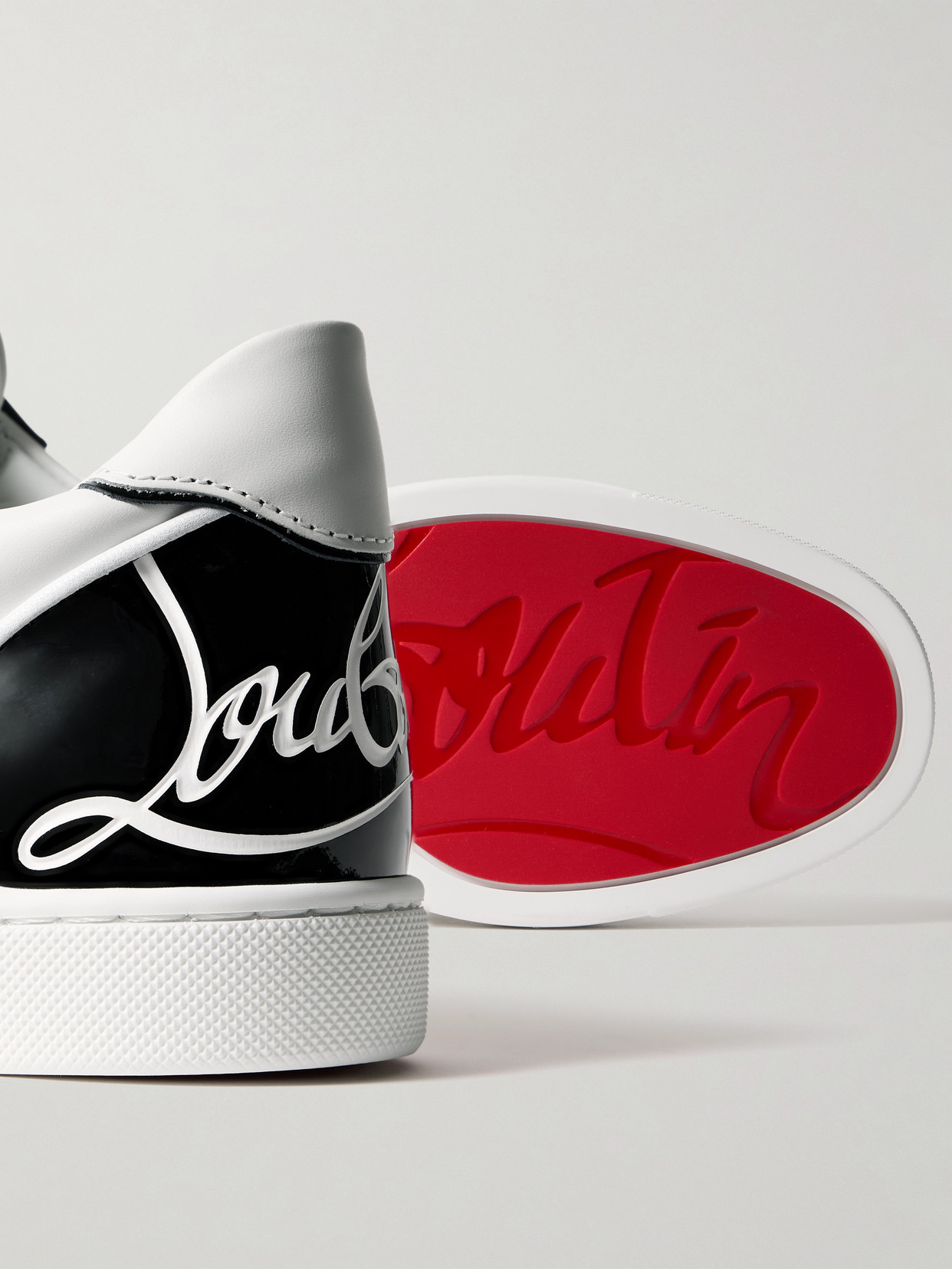 Shop Christian Louboutin Fun Vieira Patent-leather Trimmed Leather Sneakers In White