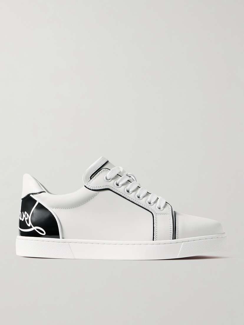 Christian Louboutin Fun Vieira Patent-leather Trimmed Leather Sneakers