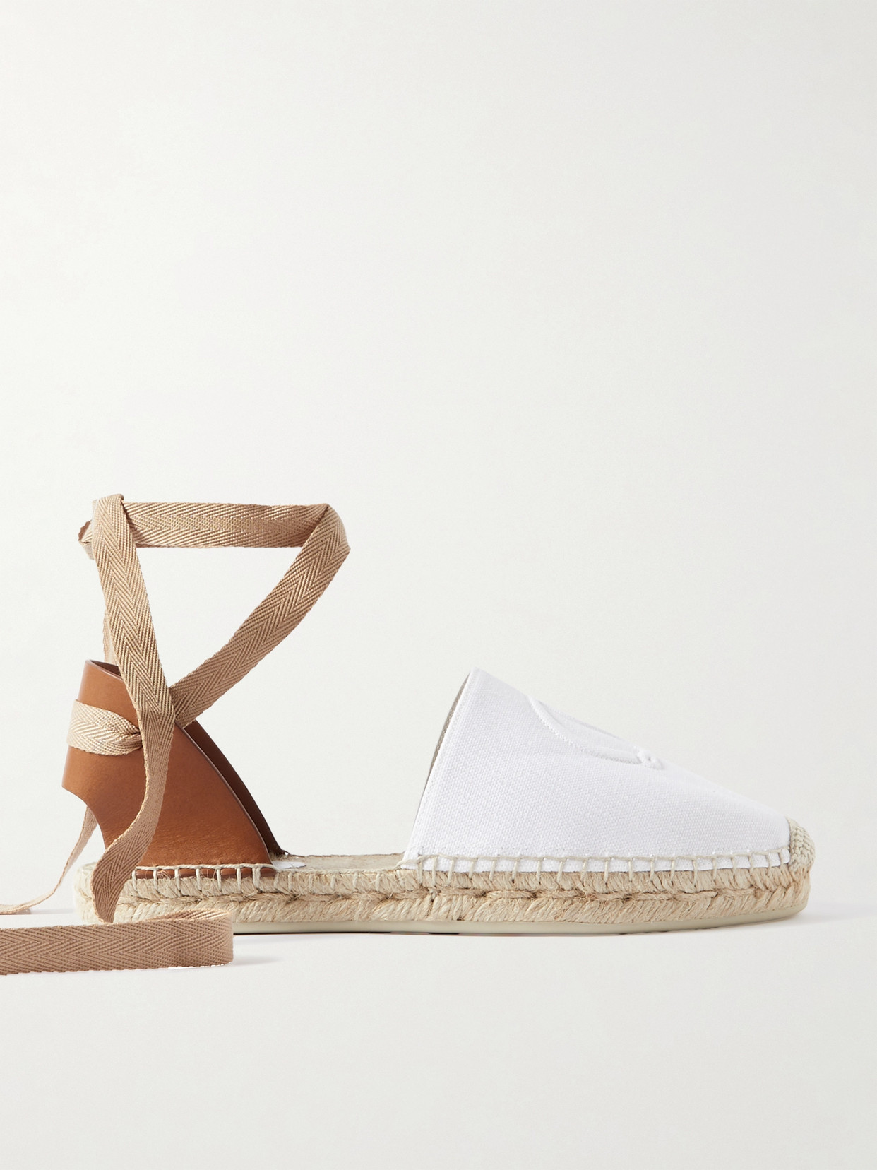 Christian Louboutin Nanou Cotton Ankle-tie Espadrilles In White
