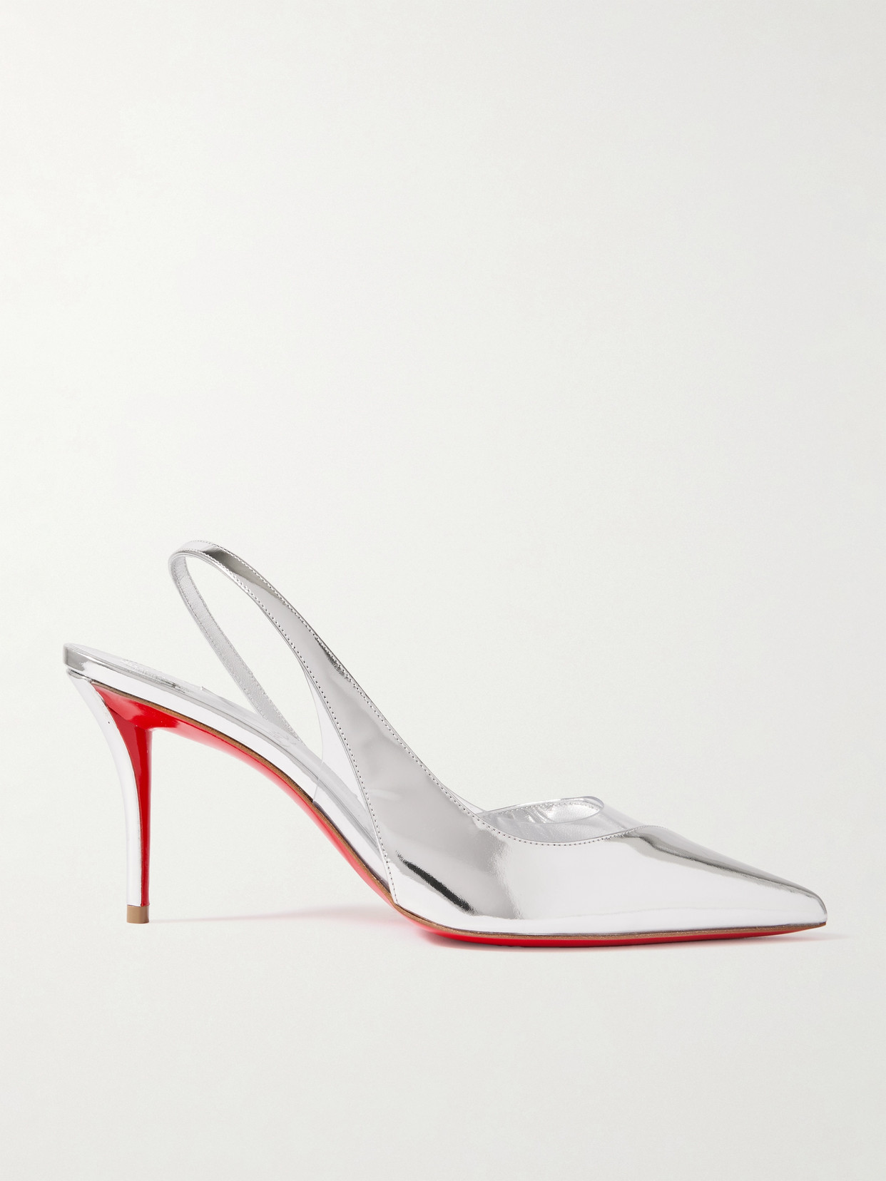 Christian Louboutin Stiletto Heel Pointed Toe Leather Pumps In Silver