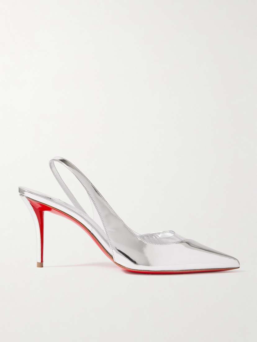Christian Louboutin Posticha 80 Metallic Leather And Pvc Slingback Pumps