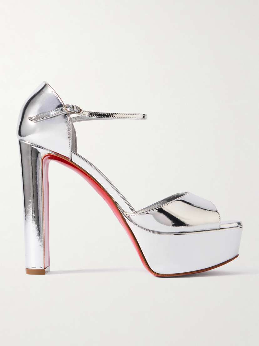 Christian Louboutin Sandaloo 130 Mirrored-leather Platform Sandals