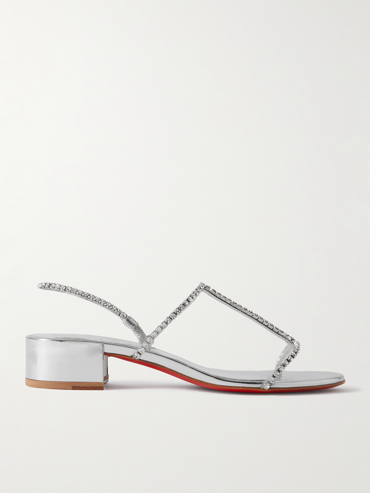 Christian Louboutin Simple Queenie Slide Sandal In Silver