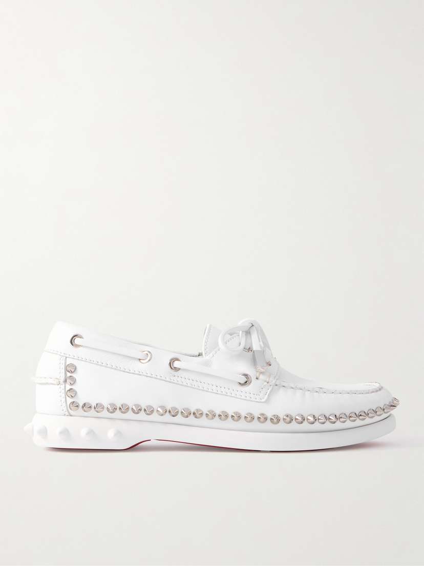 Christian Louboutin Gerockel Studded Leather Boat Shoes