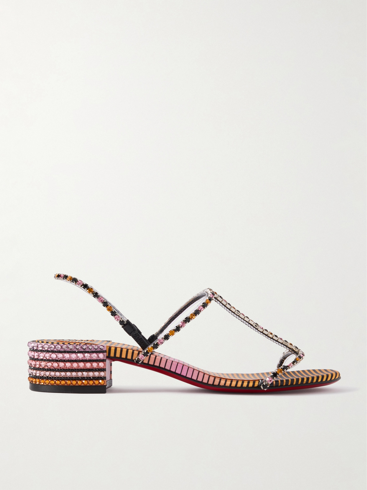 Christian Louboutin Queenie Crystal-embellished Pvc And Leather Sandals In Purple