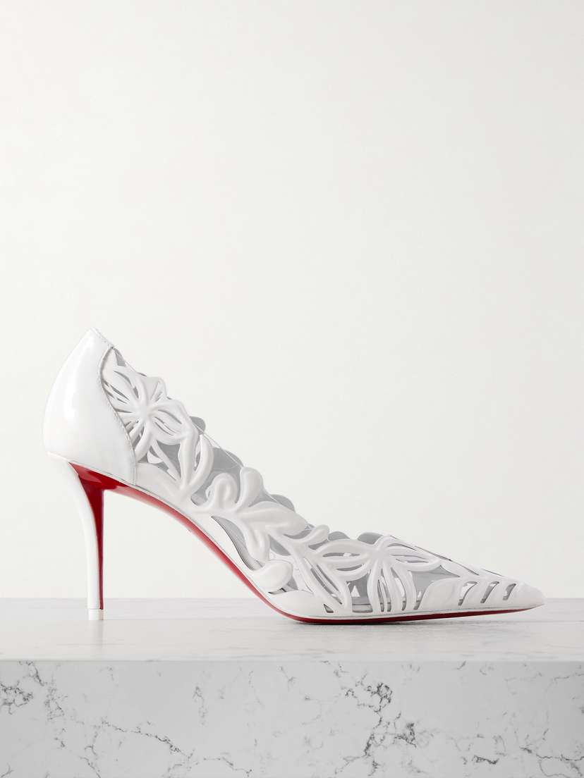 Christian Louboutin Apostropha Petunia 80 Leather And Pvc Pumps
