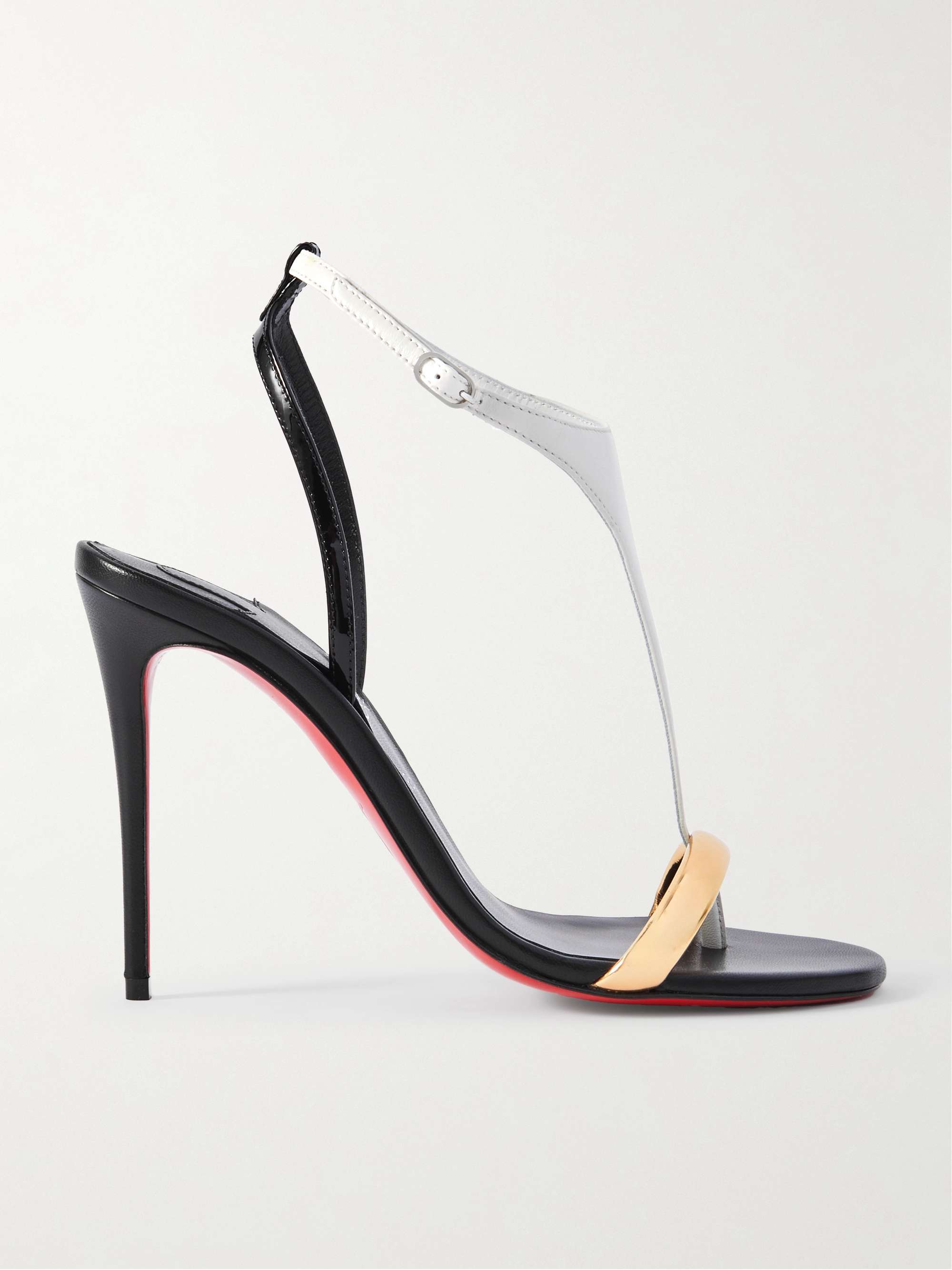 CHRISTIAN LOUBOUTIN Athina 100 patent metallic and smooth leather sandals NET A PORTER