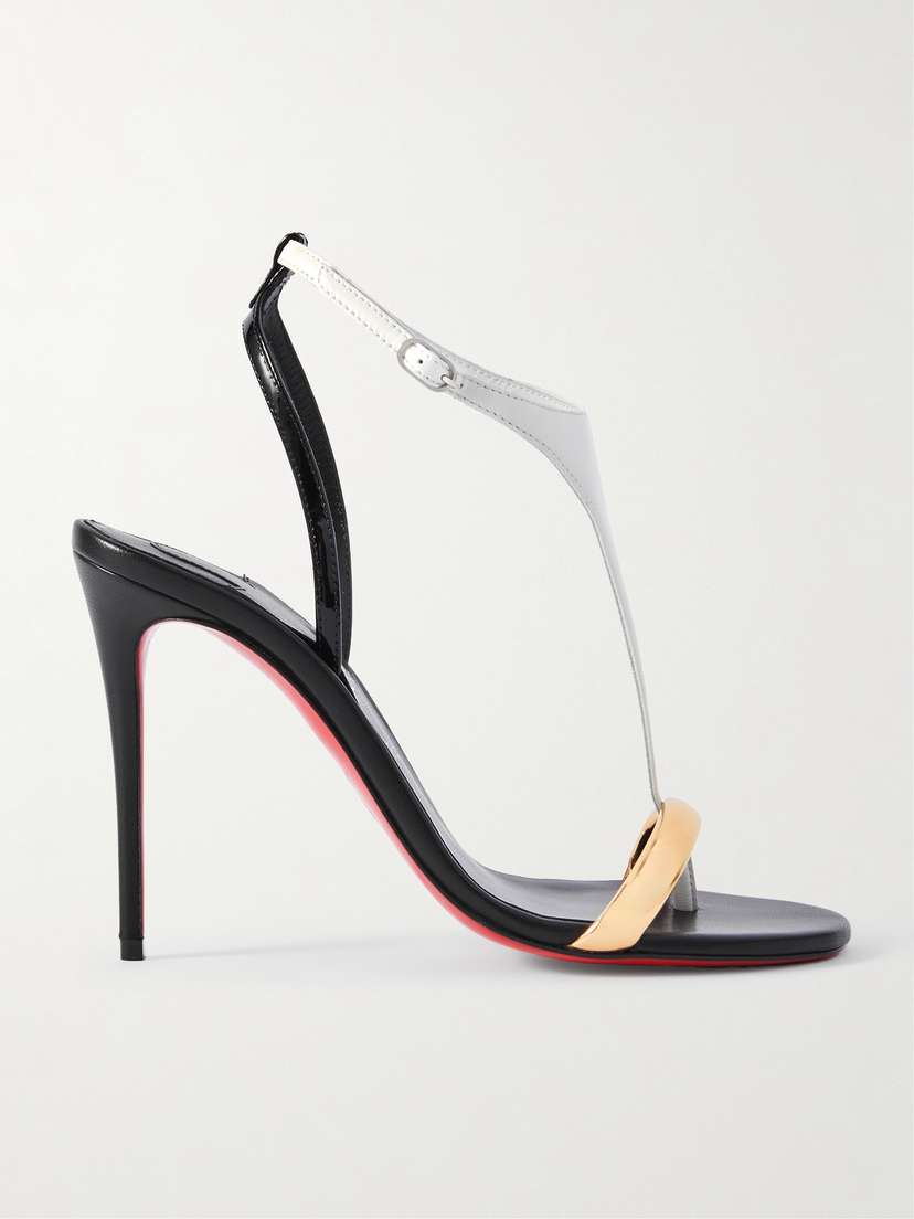 Christian Louboutin Athina 100 Patent, Metallic And Smooth Leather Sandals