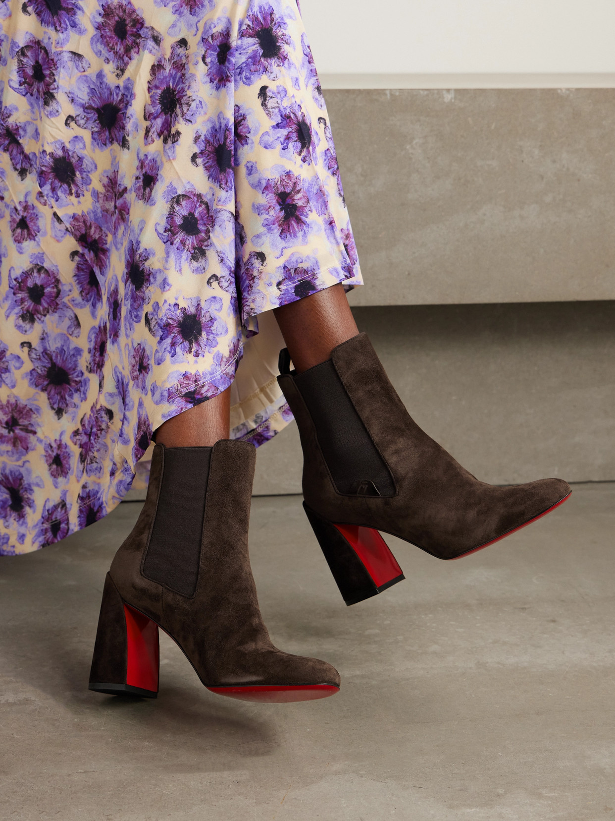 Christian Louboutin Turelastic 85 Suede Ankle Boots In Brown